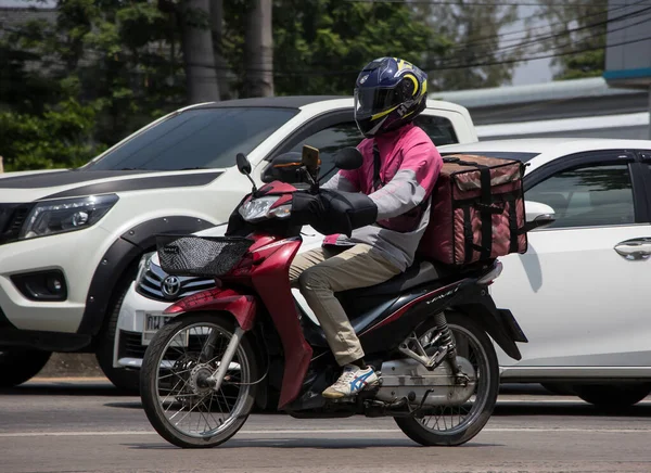 Chiangmai Thailand April 2022 Delivery Service Man Ride Motercycle Food — Stock Photo, Image