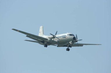 Chiangmai, Thailand November 19 2010: 60304 Hawker Siddeley HS 748 of Royal Thai Air force. Landing to Chiangmai Airport.