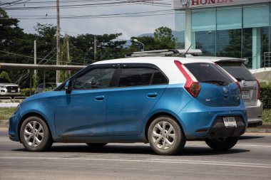 Chiangmai, Thailand -  June  13 2022:  Private Car, MG3 Product from British automotive. Photo at road no.1001 about 8 km from downtown Chiangmai, thailand.