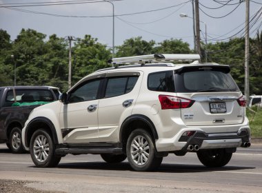 Chiangmai, Thailand -  June  13 2022: Private SUV car Isuzu Mu x Mu-x. On road no.1001 8 km from Chiangmai Business Area.