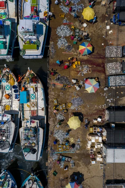 Вид Воздуха Рыболовные Лодки Рыбный Рынок Юге Шри Ланки — стоковое фото