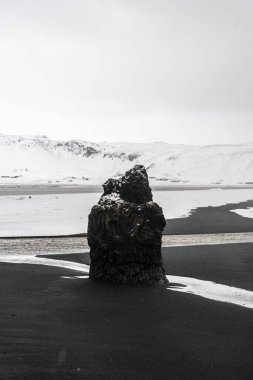 Dyrholaey, İzlanda 'daki muhteşem siyah kumlu plajlar