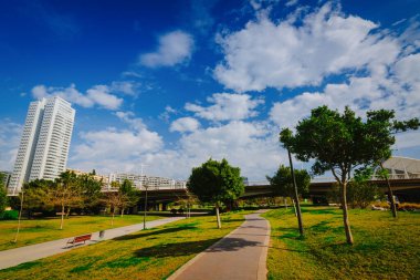 Güneşli ve sıcak gün Park Turia Valencia, İspanya
