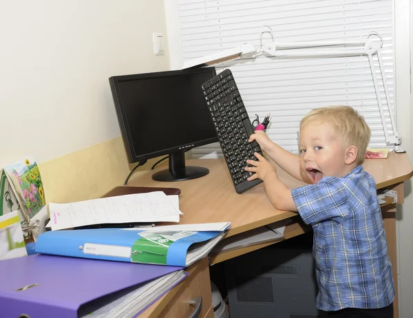 Angry business boy in office — Stock Photo, Image