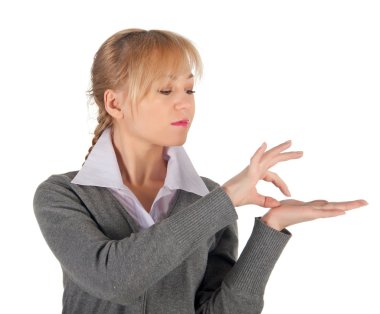 Beyaz bir arka plan üzerinde izole iş kadın portresi