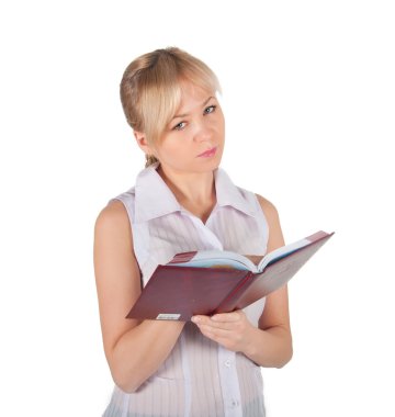 güzel bir iş kadını ile kırmızı defter