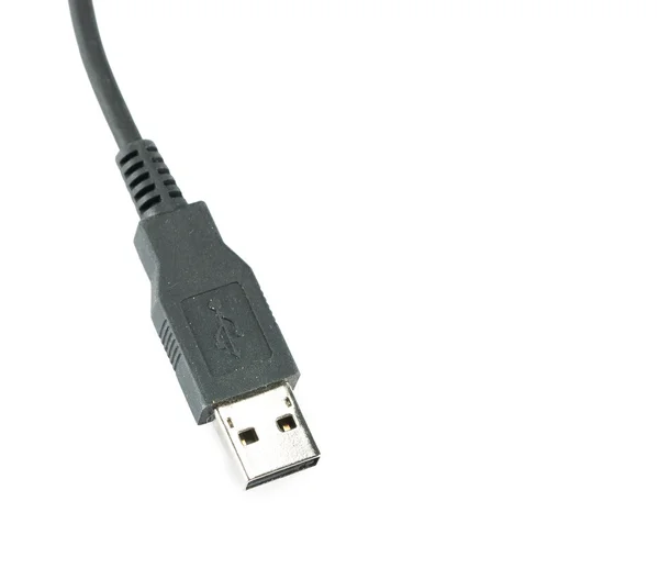 Macro of a black usb cable over white background Royalty Free Stock Photos
