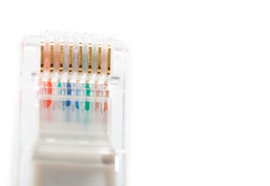 internet kablosu beyaz zemin üzerine izole makro