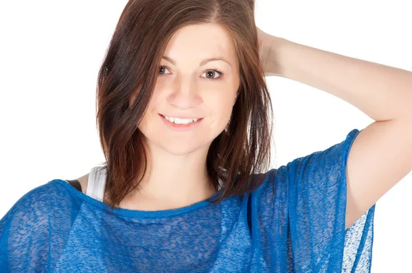 Studio portrait of an attractive young woman over white background — Stock Photo, Image