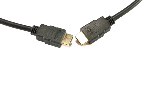 Tiro de perto do cabo HDMI isolado no fundo branco — Fotografia de Stock