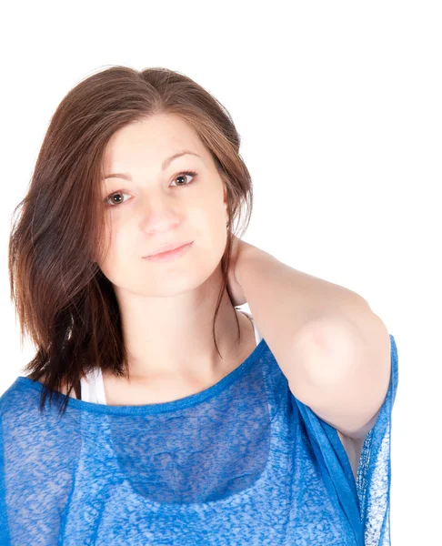 Portrait studio d'une jolie jeune femme sur fond blanc — Photo