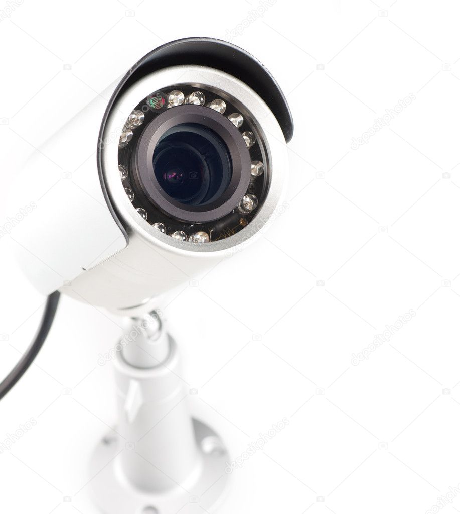 Day & Night Color surveillance video camera isolated on white background