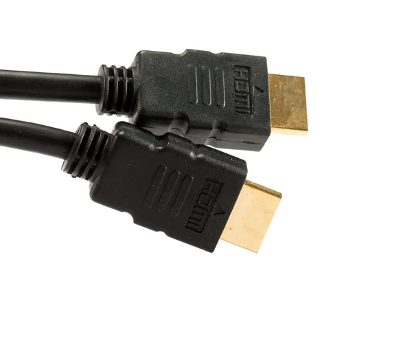 Plan rapproché du câble HDMI isolé sur fond blanc — Photo