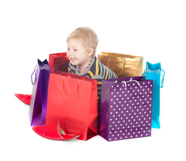 Attractive boy with shopping bags — Stock Photo, Image