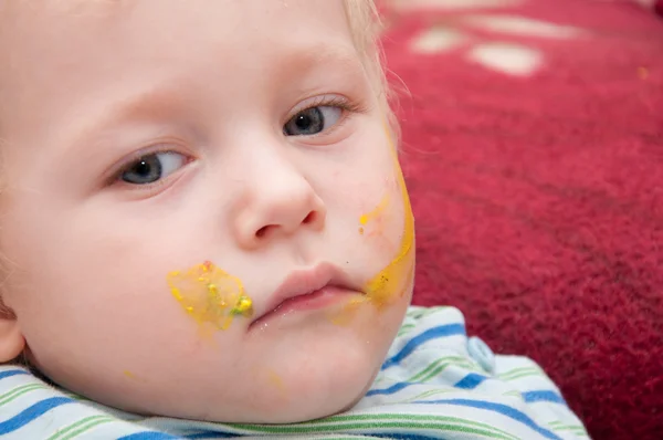 Painted boy face — Stock Photo, Image