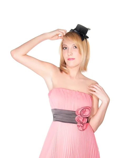 Portrait of a womanl in pink dress — Stock Photo, Image