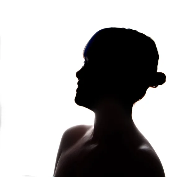 Silhouette einer hübschen Frau mit hübschem Profil — Stockfoto