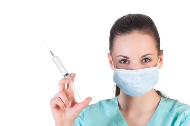 maske ile genç bir doktor portresi