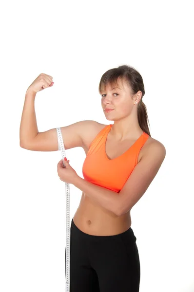 Young beautiful woman after fitness time and exercising — Stock Photo, Image