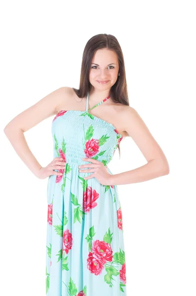 Привлекательная женщина в летнем платье — стоковое фото