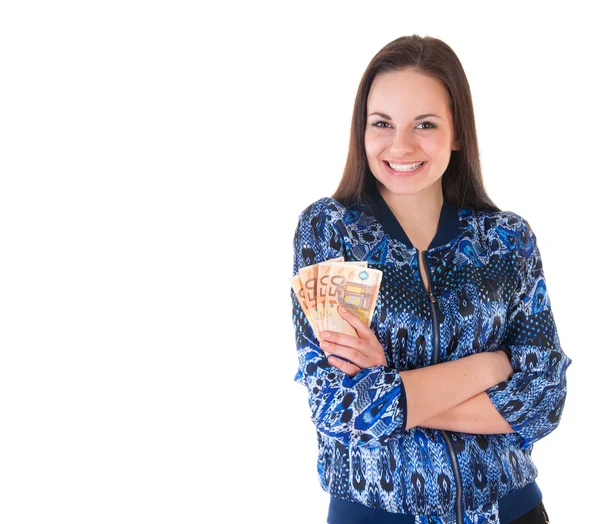 Geschäftsfrau mit Geld — Stockfoto