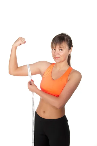 Young beautiful woman after fitness time and exercising — Stock Photo, Image