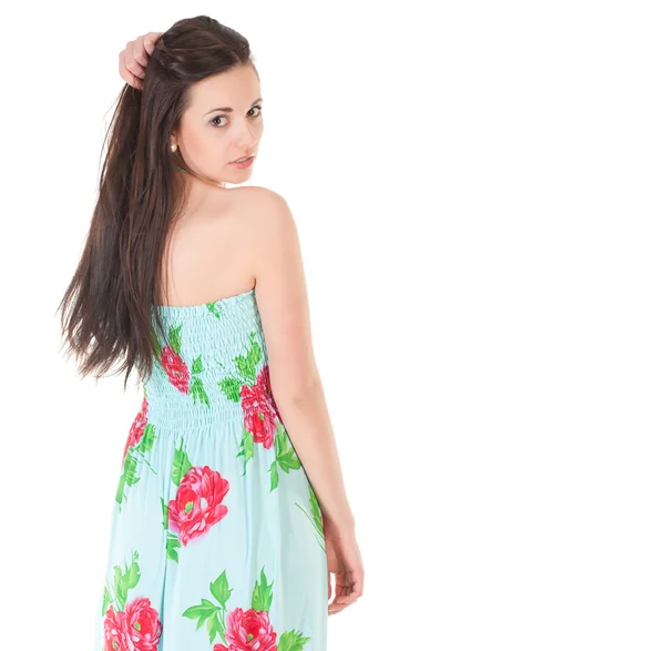 Atractiva mujer en vestido de verano — Foto de Stock