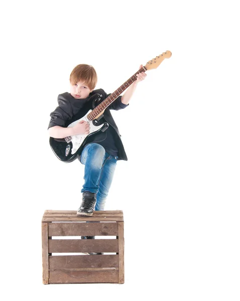 Stilig pojke med elgitarr — Stockfoto