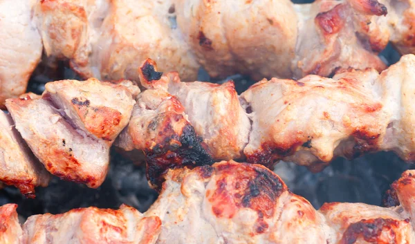 BBQ-vlees voor te bereiden op brand — Stockfoto