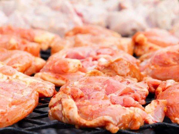 Bbq meat prepare on fire — Stock Photo, Image