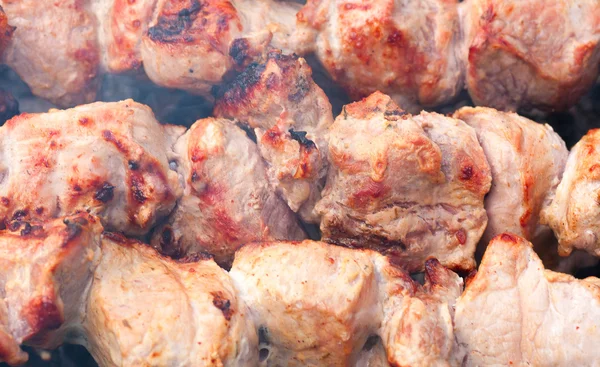 Bbq meat prepare on fire — Stock Photo, Image