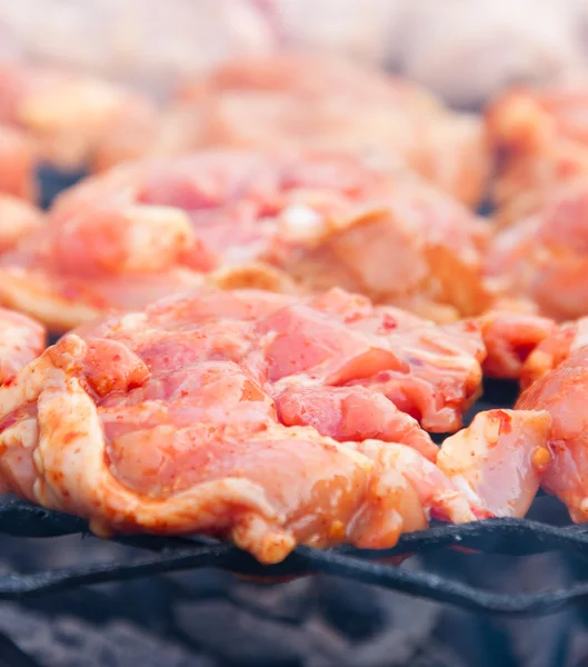 Bbq meat prepare on fire — Stock Photo, Image