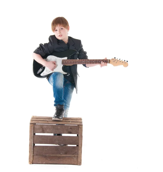 Handsome boy with electric guitar — Stock Photo, Image