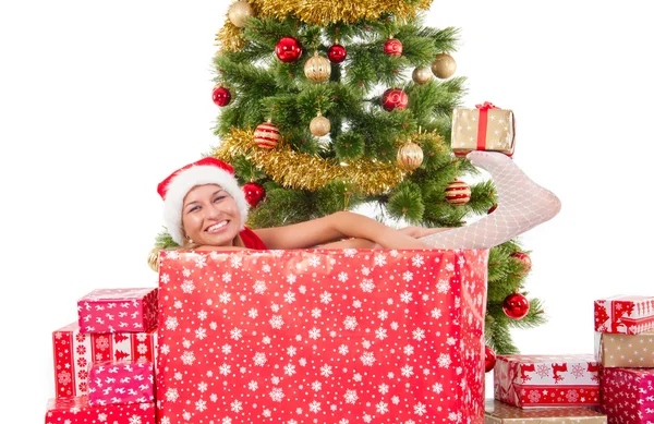 Donna all'interno della confezione regalo — Foto Stock