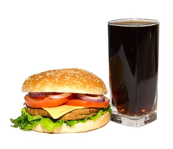 Sajtburger és cola — Stock Fotó