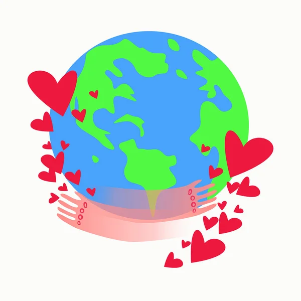 World Environment Day Earth Ecology Nature Concepts Hands Hugging Planet — Image vectorielle