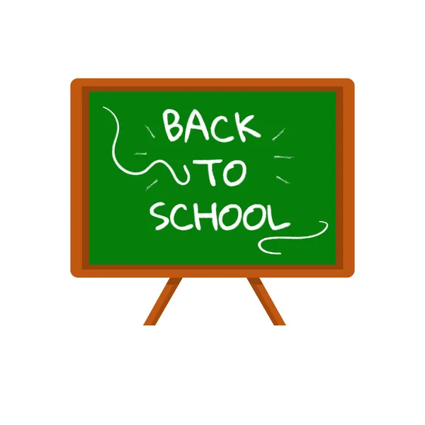 Green School Board Text Written Chalk Back School Concept Flat — Stock Vector