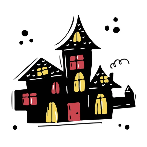 Castelo Halloween Isolado Fundo Branco Desenhos Animados Modelo Ilustração Casa — Vetor de Stock