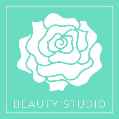 Butik ya da güzellik salonu için gül çiçekli güzel kontur logosu. Kartpostal dekorasyonu, web afişleri, doğum günleri, selamlama ve davetiye kartları için tasarımı basit ve minimal olarak ayarlamak kolay.