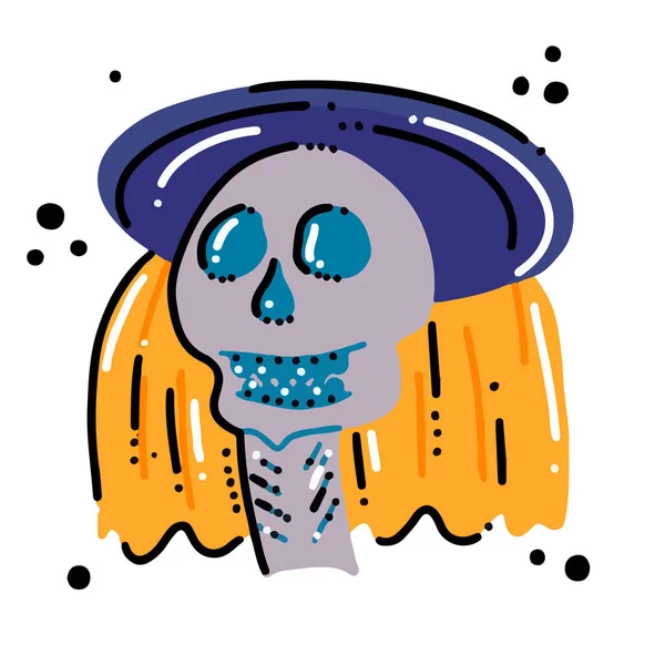 Мексиканский Карнавал Dia Los Muertos День Мертвых Черепом Головном Уборе — стоковый вектор