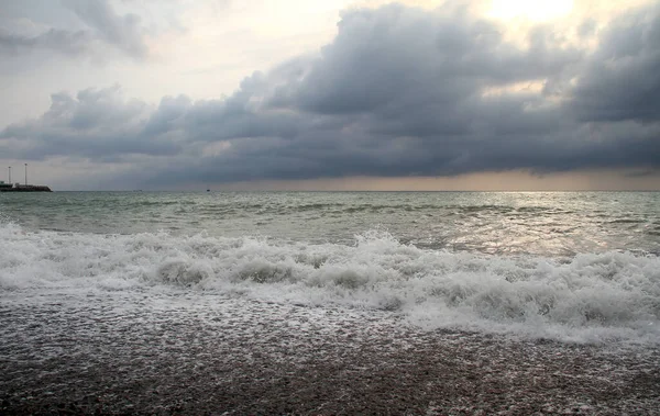 Spiaggia Sulla Costa Del Mar Nero Sochi Russia — Foto Stock