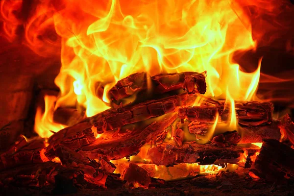 Madera Caliente Roja Ardiendo Horno — Foto de Stock