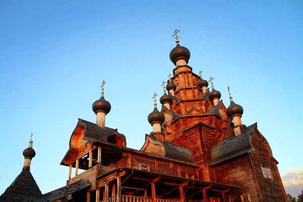 Orthodox Wooden Church Upper Sanarka South Ural Chelyabinsk Region Russia Royalty Free Stock Fotografie