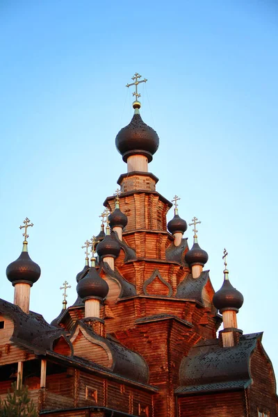 Orthodox Wooden Church Upper Sanarka South Ural Chelyabinsk Region Russia Fotografia Stock