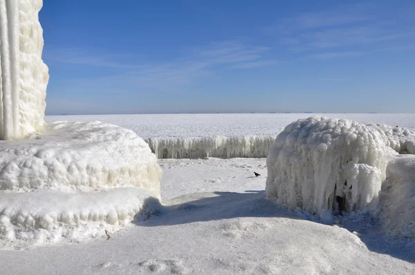 buz blokları bir iskele üzerinde