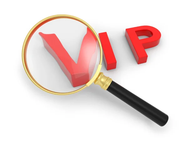 A 3d VIP symbol, a magnifying glass — Stock Photo, Image
