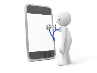 bir cep telefonu izlemek steteskop ile 3d erkek