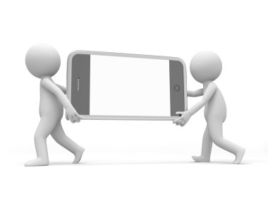 iki 3B adam cep telefonu taşıyan