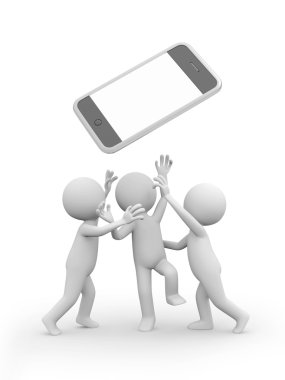 3 3d adam cep telefonu tırmalamak