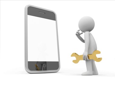 cep telefonuna bir 3d insan düşünme yüz